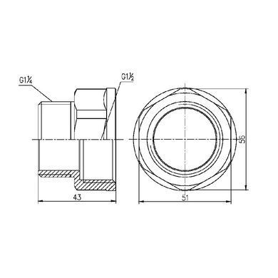 Переходник латунный резьба 1 1/2"x1 1/4" SF360