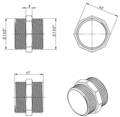 Ніпель латунний різьба 1 1/2" Fado N05