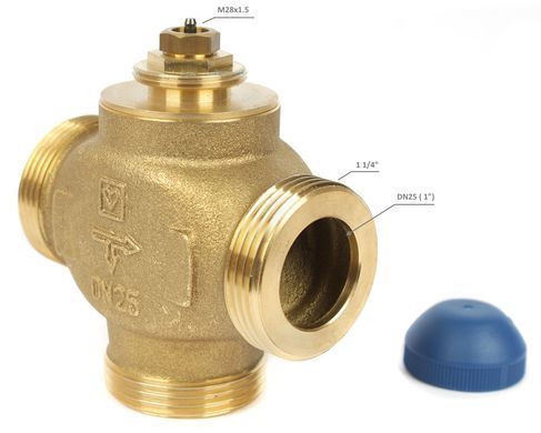 Трехходовой распределительный клапан с термоголовкой 40-70&deg;C DN25 1 1/4" Herz Calis