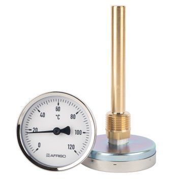 Термометр 0-120&deg;C &Oslash;63 (L=100) 1/2" Afriso біметалевий з гільзою