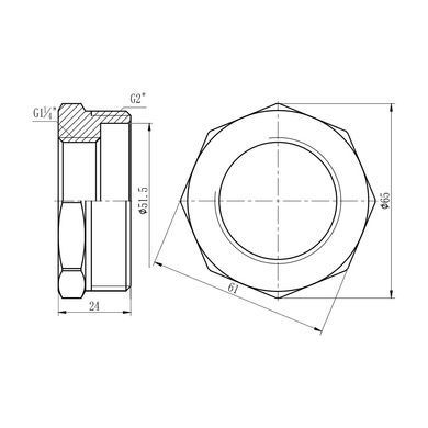 Футорка латунна різьба 2"x1 1/4" SF374