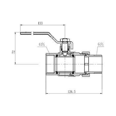 Кран прямой с американкой 1 1/4" DN32 (ручка) Forte SF220