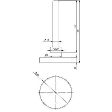 Термометр 0-120&deg;C &Oslash;63 (L=100) 1/2" Afriso биметаллический с гильзой