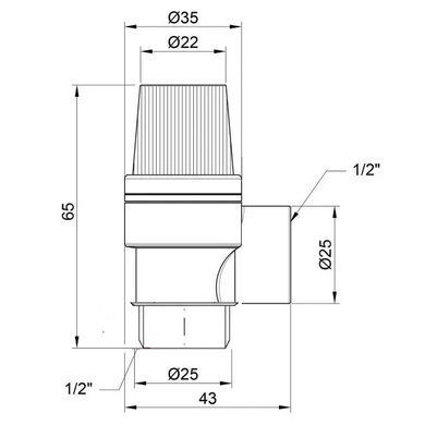 Запобіжний клапан 2,5 бар 1/2" зовн. (підривний) TAS244